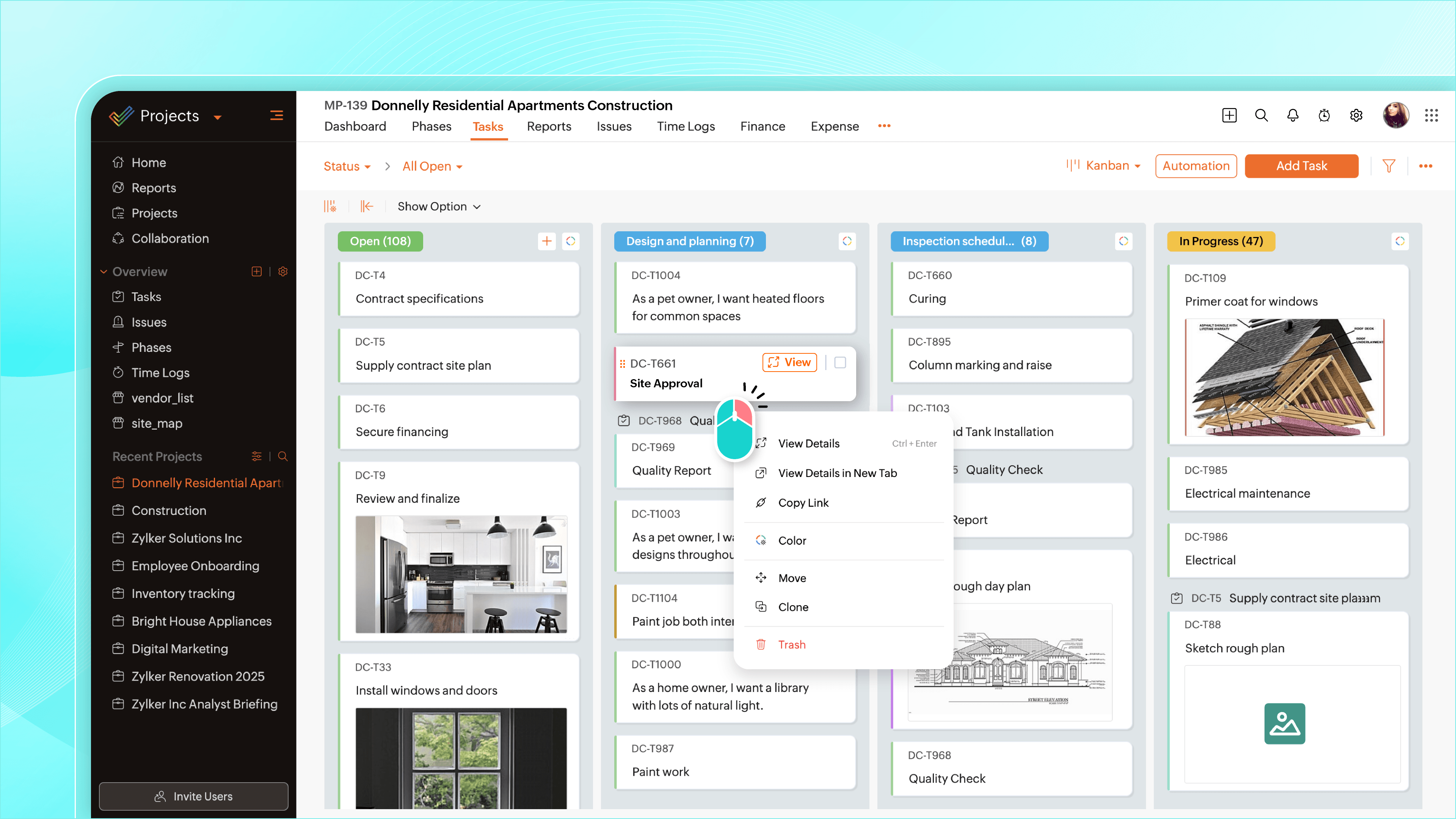 screenshot of Zoho Projects